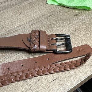 VELEZ Brown Leather Braided Belt.  Unisex Size M. L. XL. Great condition